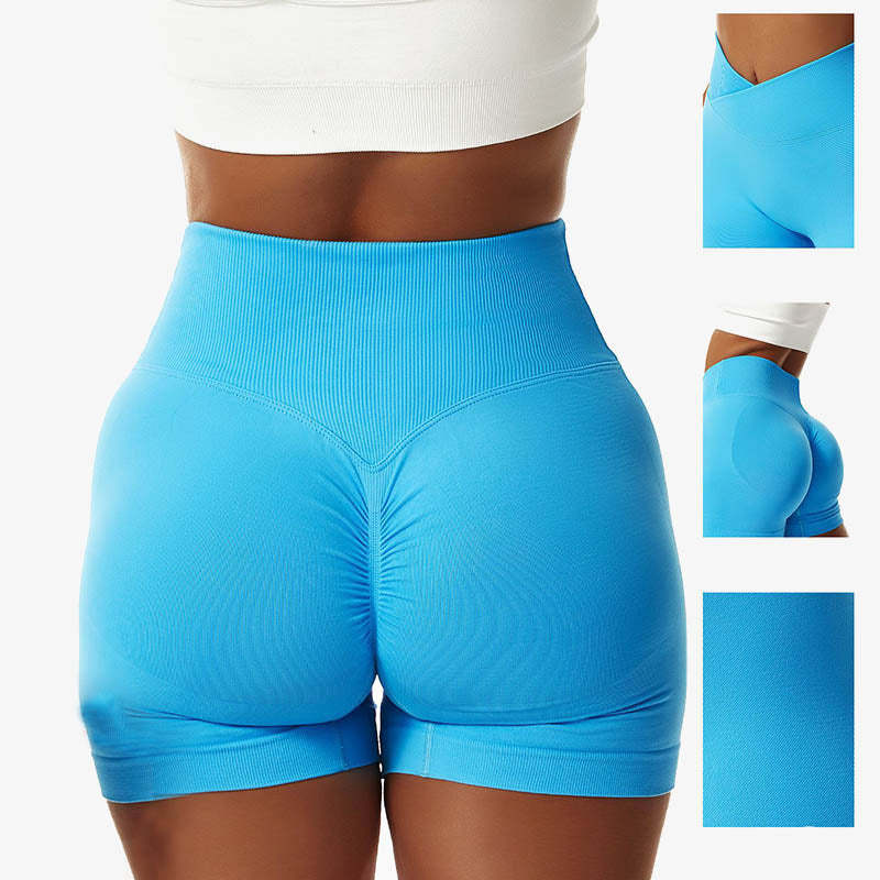 Women Seamless High Elasticity Sports Fitness High Waist Yoga Workout Shorts