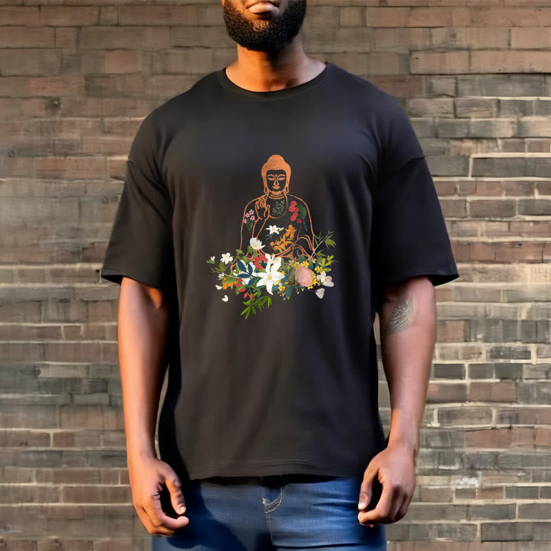 Meditating mystic zen Blooming Flowers Pattern Tee T-shirt