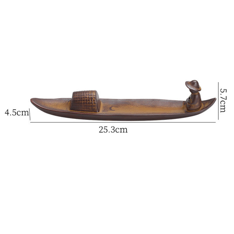 A Lonely Fisherman Afloat Ceramic Healing Incense Burner
