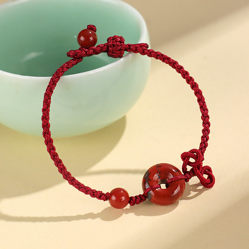 Red Jasper Rose Quartz Various Natural Rocks Peace Buckle Knot Positive Luck Bracelet