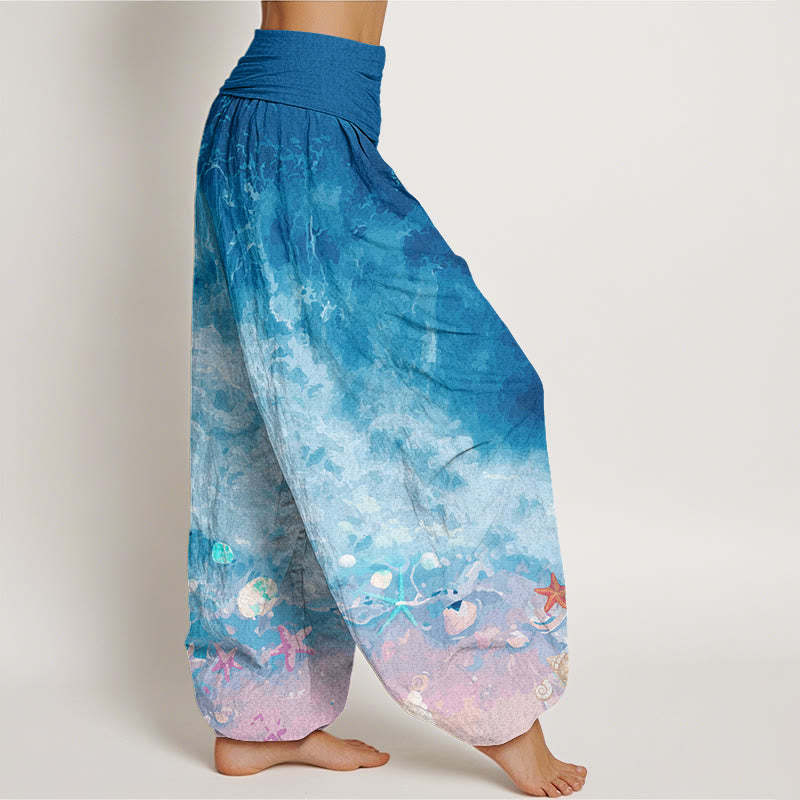 Vast Ocean Pattern Women's Elastic Waist Harem Pants