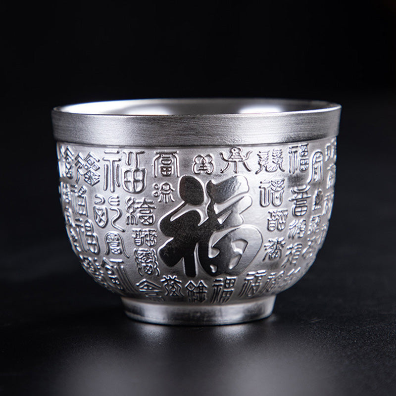 Fu Character Dragon Phoenix Horse Koi Fish Ceramic Teacup Kung Fu Tea Cup