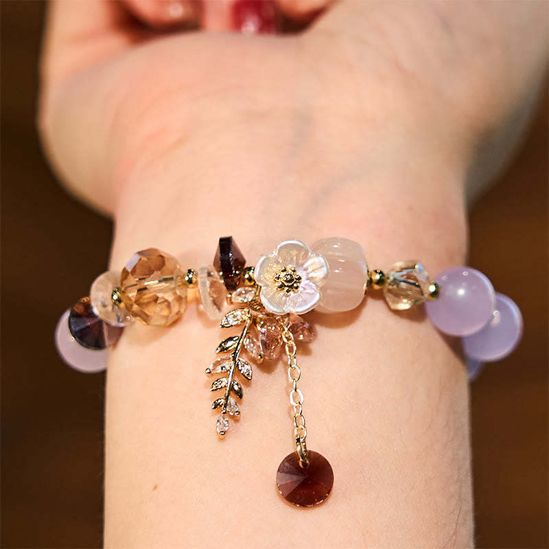 Blue Crystal Amethyst Sun Stone Green Aventurine Healing Bracelet