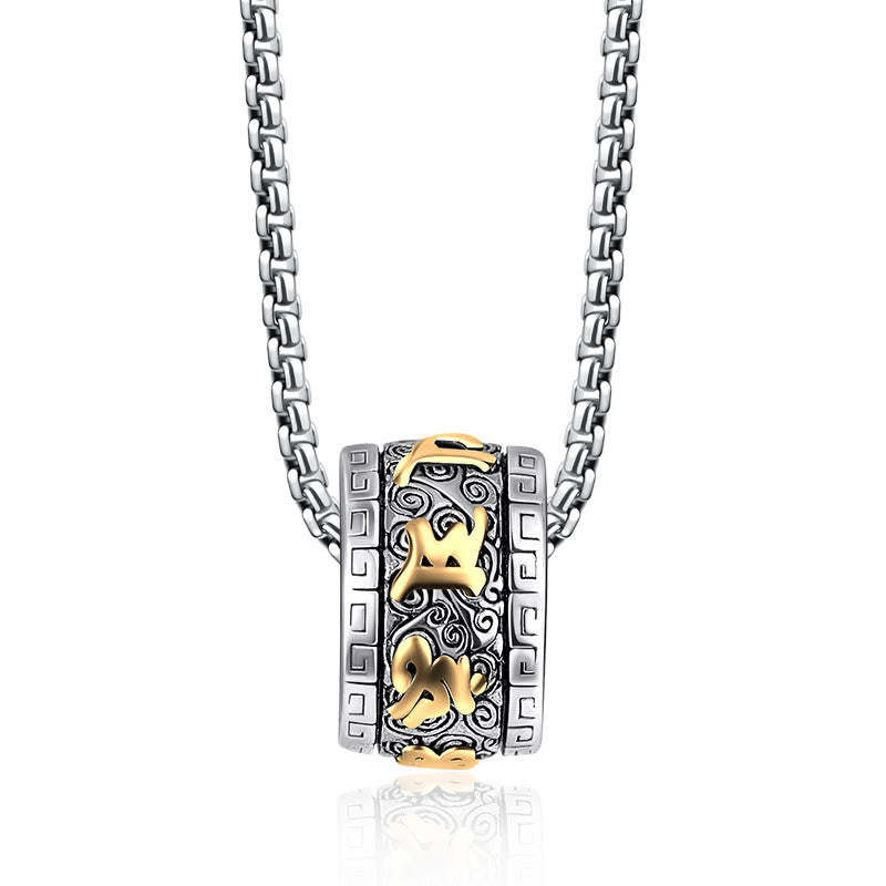Tibetan Om Mani Padme Hum Titanium Steel Peace Necklace Pendant