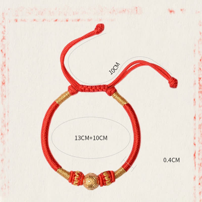 999 Sterling Silver Round Copper Coin Protection Luck Beaded String Bracelet