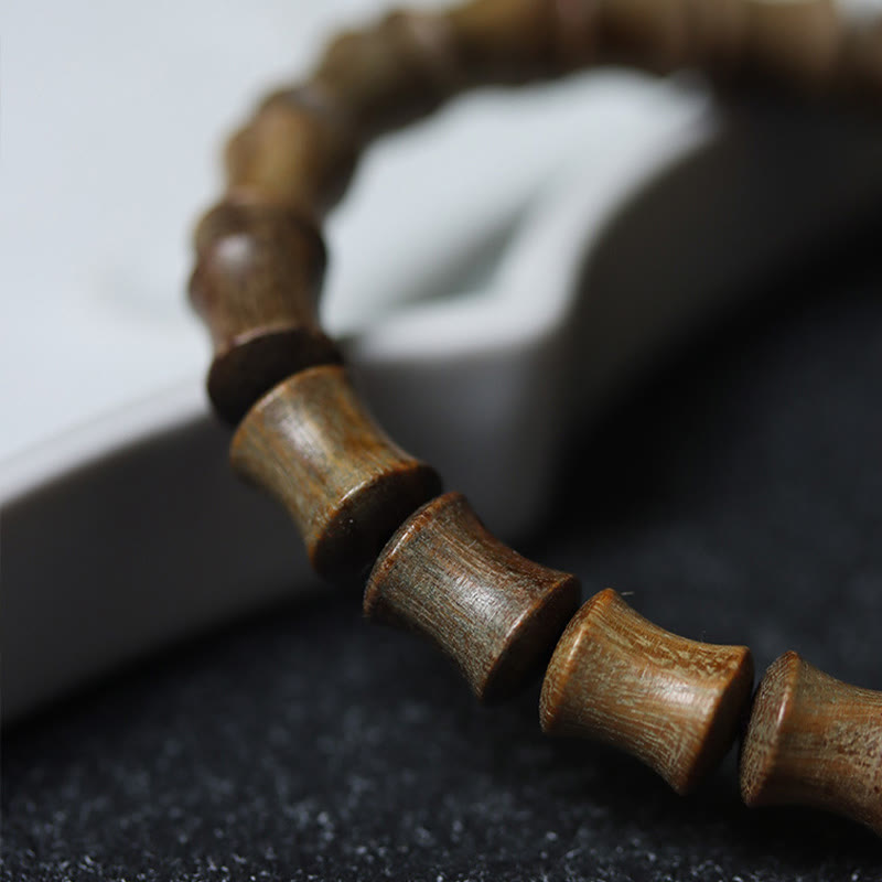 Tibetan Nine-Eye Dzi Bead Green Sandalwood Peace Bracelet