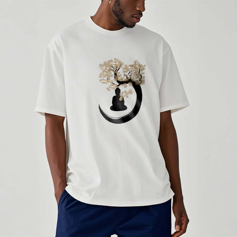 mystic zen Sitting Under The Tree Cotton Tee T-shirt