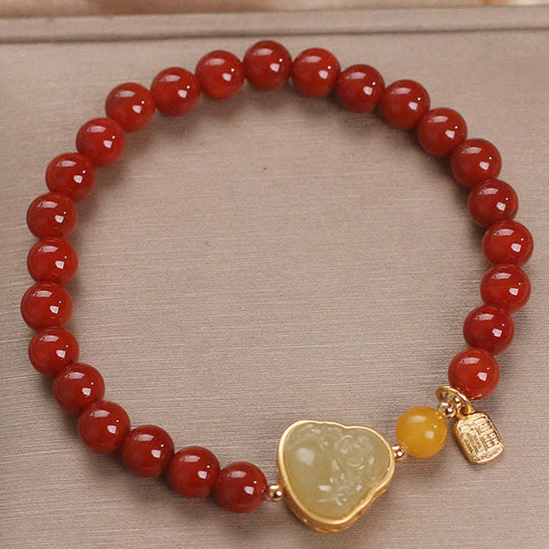 Laughing mystic zen Red Agate Jade Confidence Bracelet