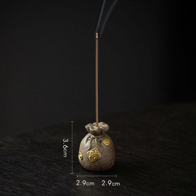 Small Treasure Bowl Lucky Bag Bagua Tray Healing Ceramic Stick Incense Burner Decoration