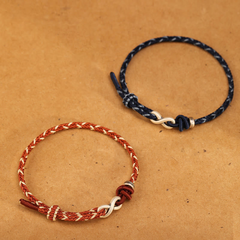 Handmade 999 Sterling Silver Endless Knot Infinity Symbol Luck?Rope Bracelet