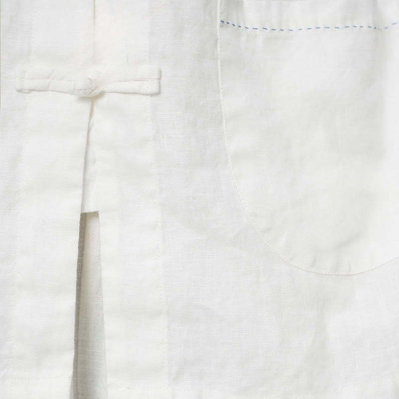 Solid Color Frog-button Long Sleeve Linen Women's Shirts With Pockets