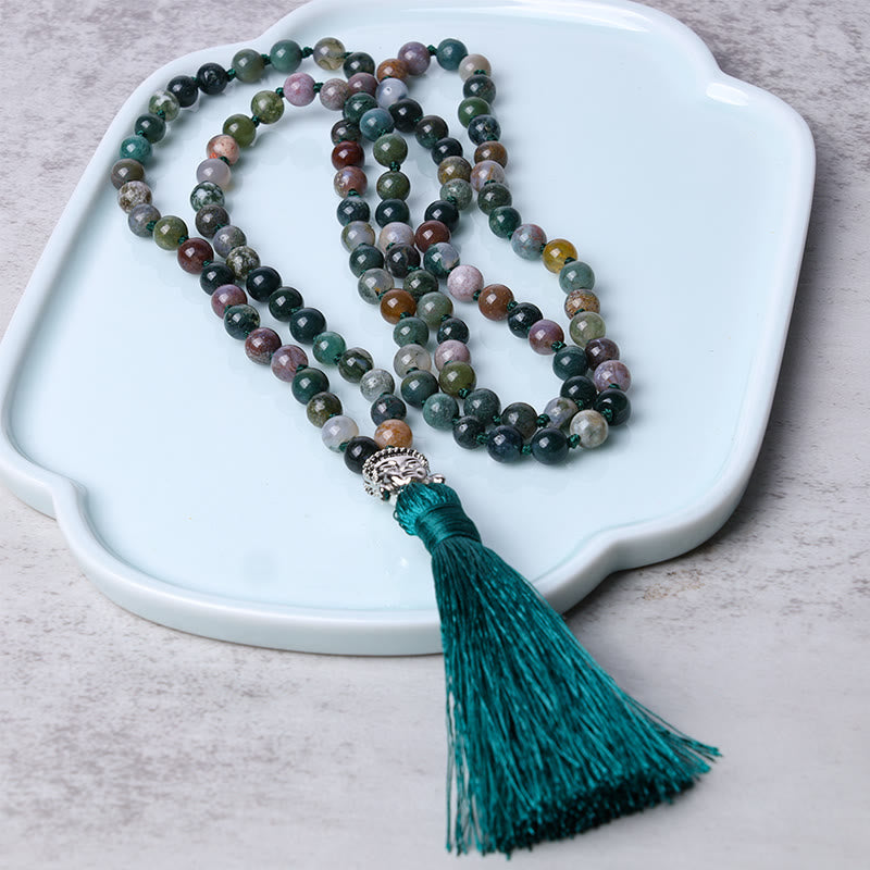 108 Mala Beads Indian Agate mystic zen Head Cleansing Bracelet