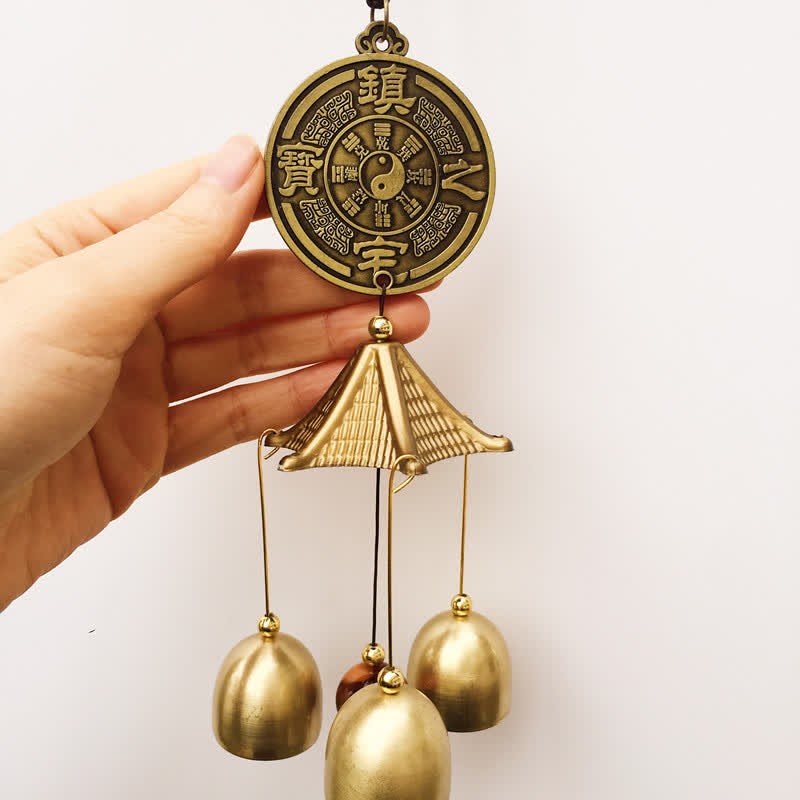 Blessing Letter Elephant Bagua Auspicious Coin Wall Hanging Chime Bell Handmade Home Decoration