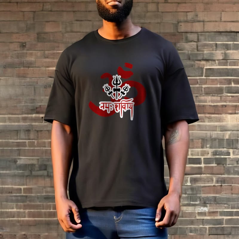 OM NAMAH SHIVAYA Three Small Tridents Cotton Tee T-shirt