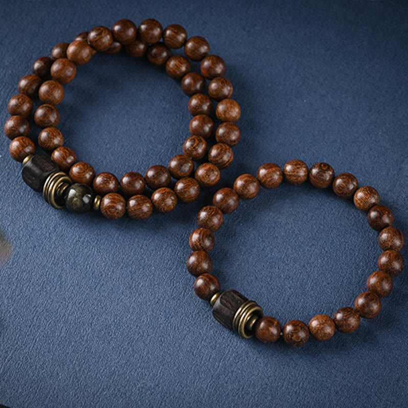 Sandalwood Ebony Wood Bead Healing Single Double Wrap Bracelet