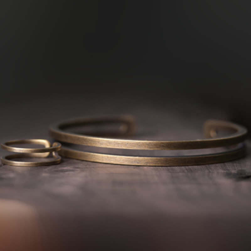 Rustic Copper Luck Viking Cuff Bracelet