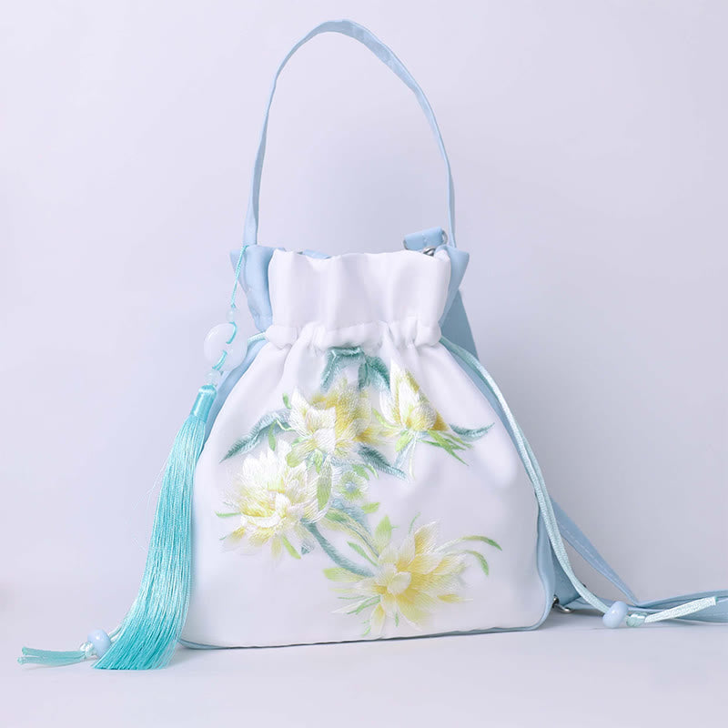 Suzhou Embroidery Rabbit Lotus Epiphyllum Peony Magnolia Silk Tote Crossbody Bag Shoulder Bag Handbag