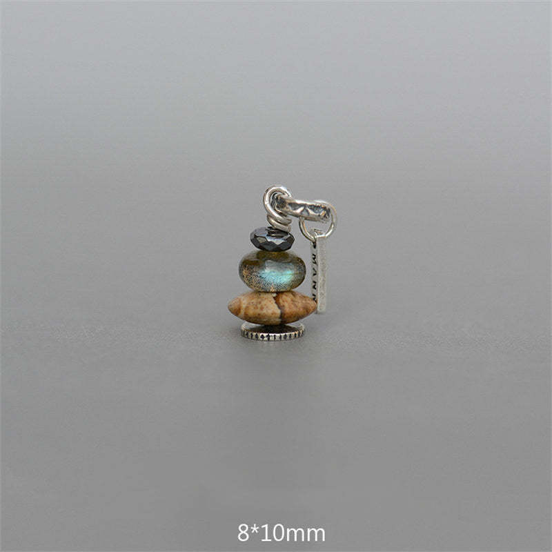 Zen Cairn Labradorite Various Crystals Calm Pendant Necklace