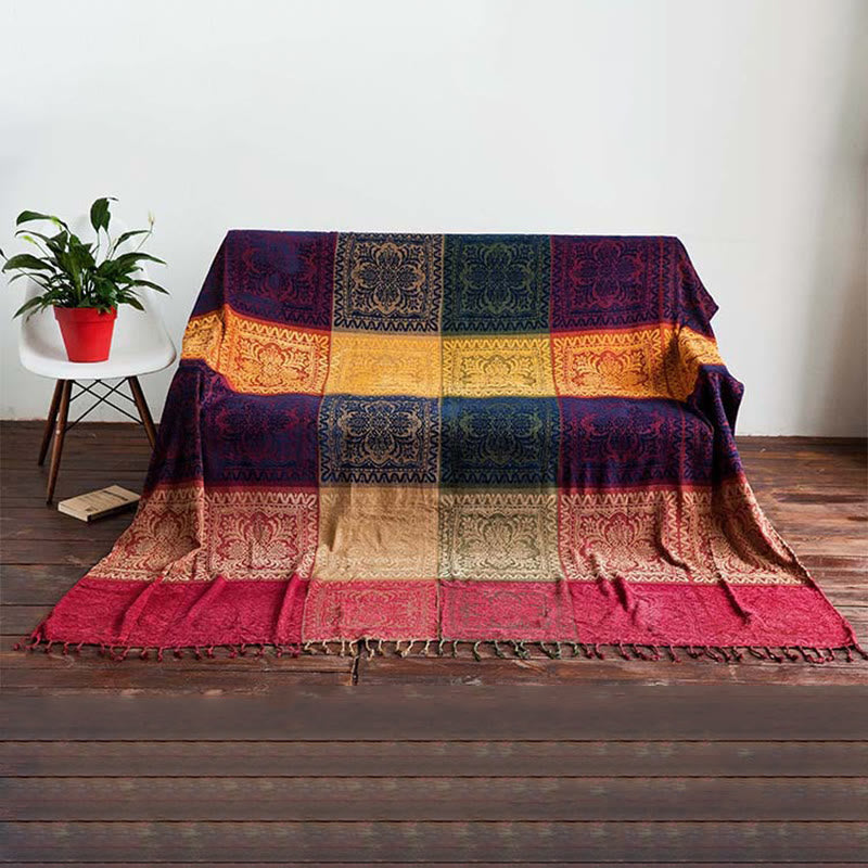 Tibetan Floral Pattern Hand-Dyed Craftsman Blanket