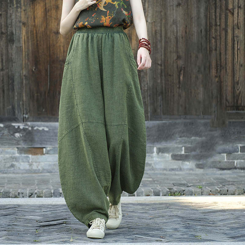 Cotton Linen Pants Harem Trousers Loose Zen Yoga Tai Chi Women's Pants