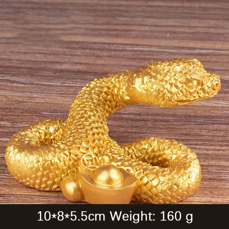 Year Of The Snake Gold Ingots Copper Coins Wealth Resin Statue Home Decoration