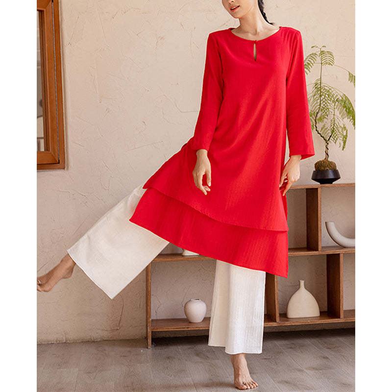 2Pcs Simple Design Tai Chi Meditation Yoga Clothing Top Pants Women's Set