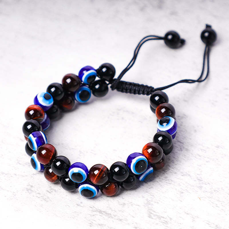 Evil Eye Hematite Tiger Eye Protection Beaded Bracelet