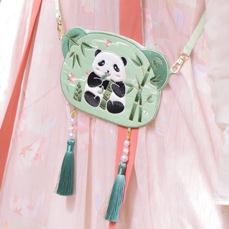 Embroidery Lucky Panda Cat Shiba Inu Deer Rabbit Fox Flower Cute Animal Hanfu Bag Crossbody Bag Shoulder Bag
