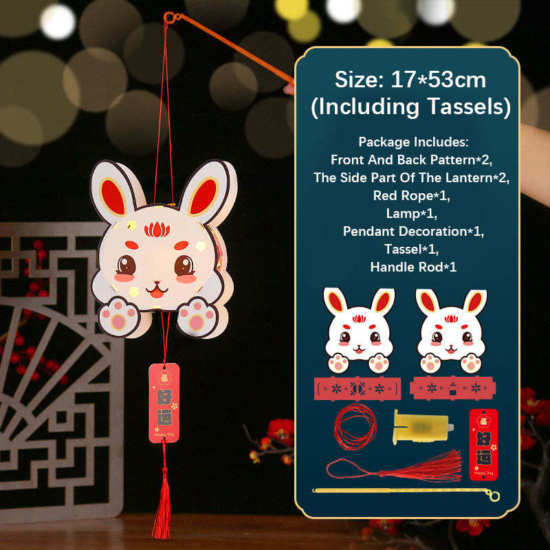 DIY Good Luck Cute Rabbit Paper Lantern Lamp Mid-Autumn Festival Lantern Decoration