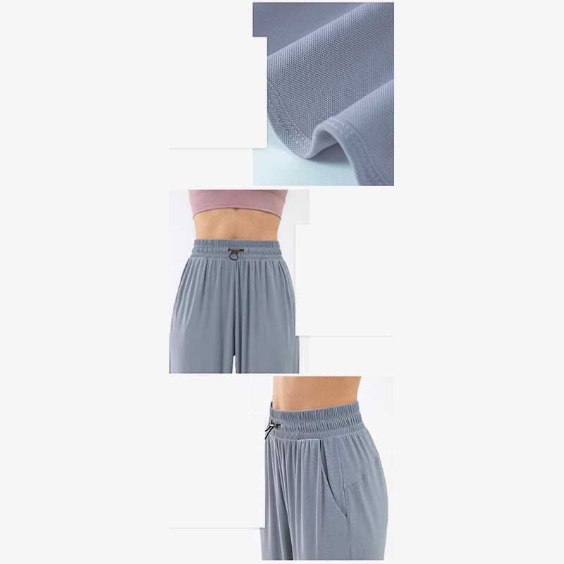 Solid Color Loose Yoga Sports Track Pants With Pockets