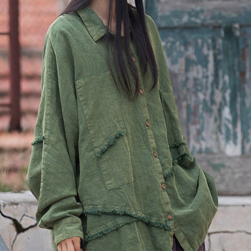 Irregular Splice Ramie Cotton Clothing