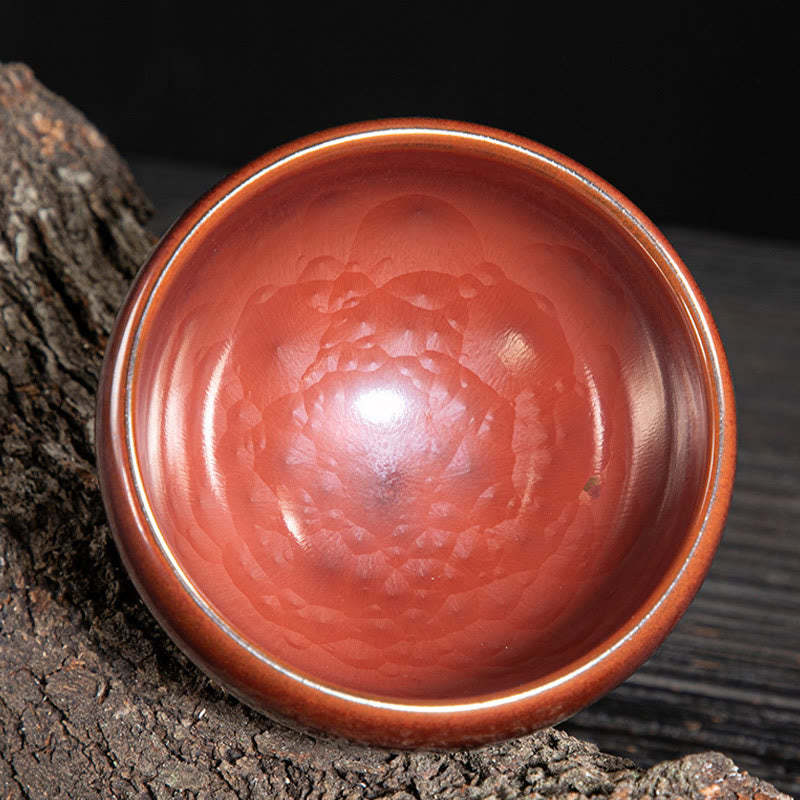 Handmade Chinese Jianzhan Lotus Design Ceramic Teacup Kung Fu Tea Cup