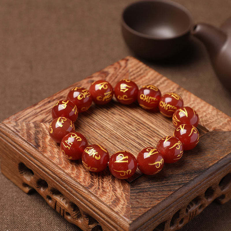 Open The Mind Tibet White Crystal Black Onyx Om Mani Padme Hum Meditation Bracelet