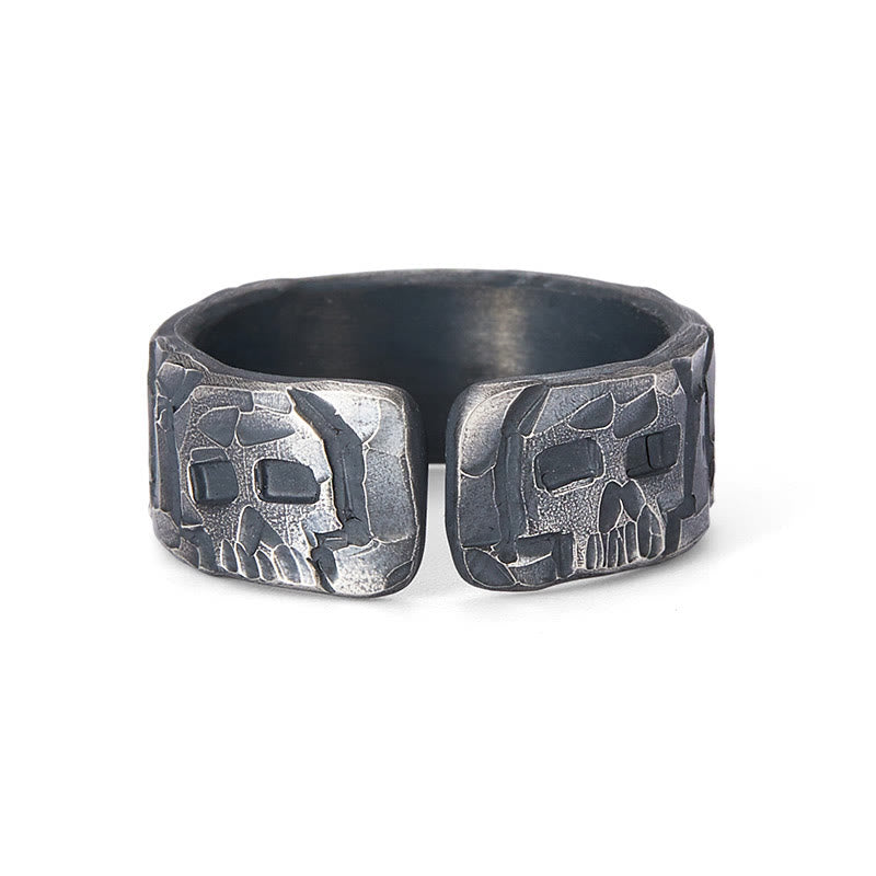 999 Sterling Silver Skeleton Pattern Handmade Blessing Ring