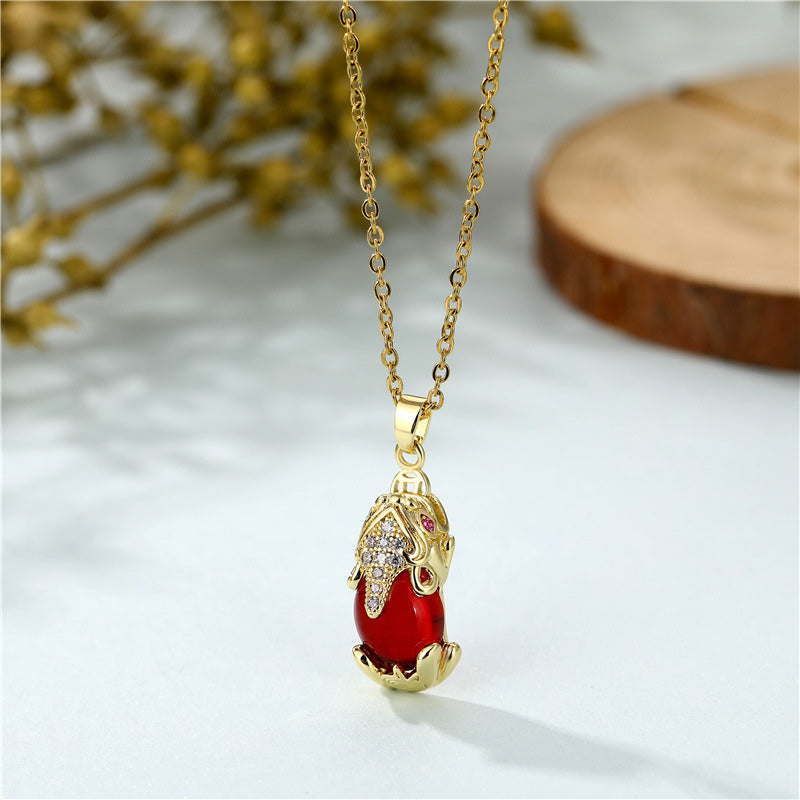 Natural Garnet Pixiu Fortune Necklace
