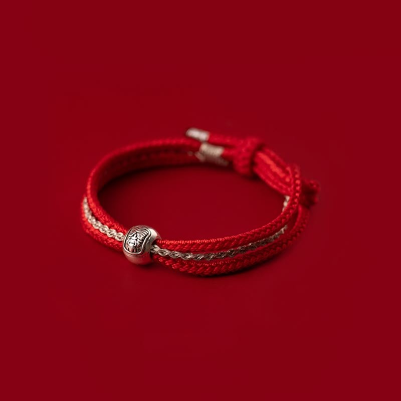 925 Sterling Silver Tibetan Zakiram Goddess of Wealth Luck Rope Bracelet