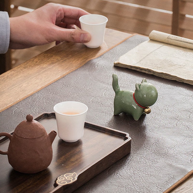 Mini Cute Lucky Bell Cat Tea Pet Ceramic Home Desk Figurine Decoration
