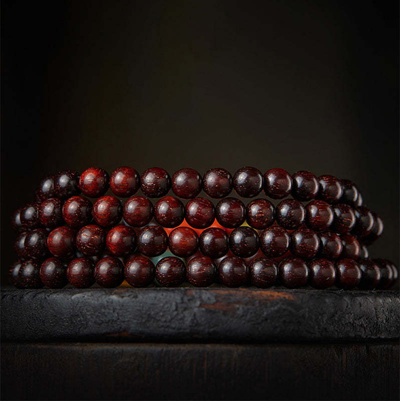 Chinese Zodiac Natal mystic zen 108 Mala Beads Small Leaf Red Sandalwood Red Agate PiXiu Protection Bracelet