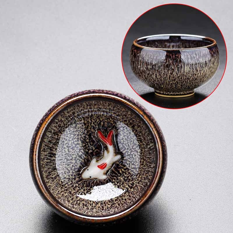 Small Koi Fish Kiln Change Chinese Jianzhan Ceramic Teacup Kung Fu Tea Cup 60ml
