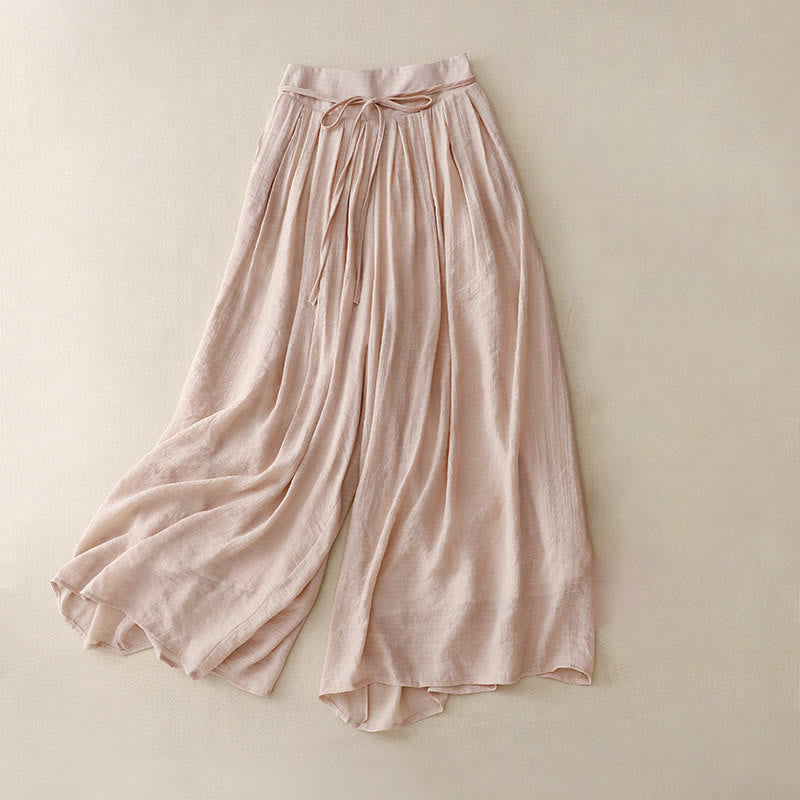 Casual Solid Color Lace-up Women's Wide Leg Pants