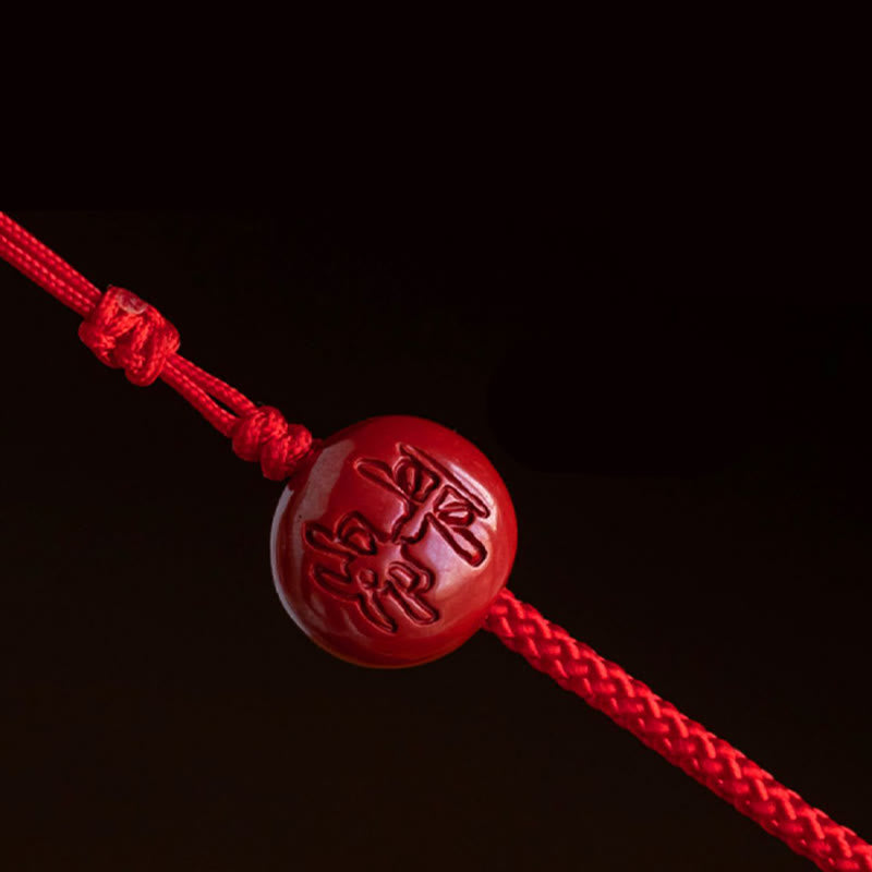 Natural Cinnabar Chinese Zodiac?Gourd Calm Blessing Red String Belly Chain