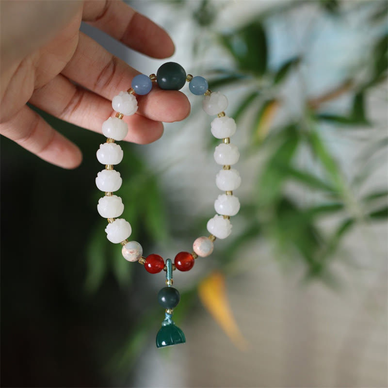 Bodhi Seed Lotus Bead Carved Peace Harmony Bracelet