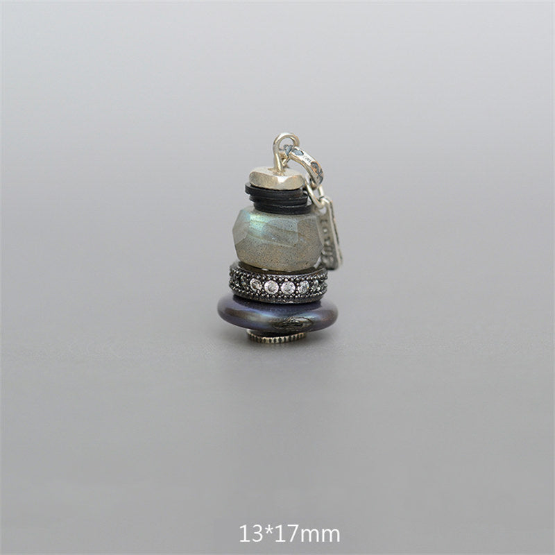 Zen Cairn Labradorite Various Crystals Calm Pendant Necklace