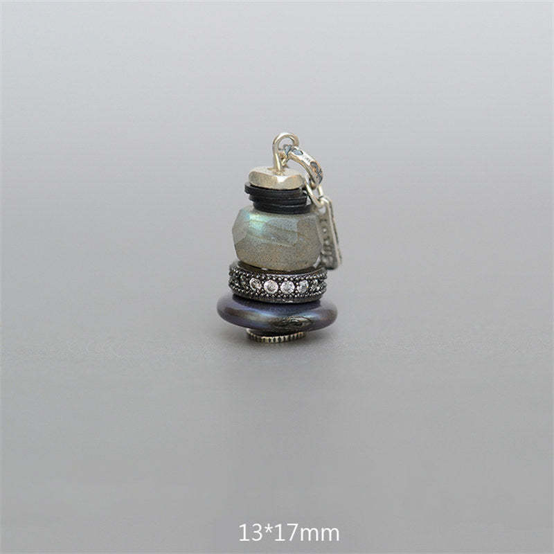Zen Cairn Labradorite Various Crystals Calm Pendant Necklace