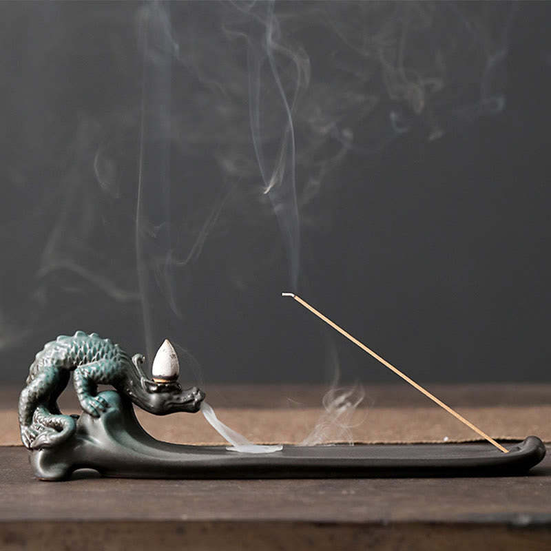 Moon Rabbit PiXiu Mountain Healing Ceramic Stick Incense Burner Decoration
