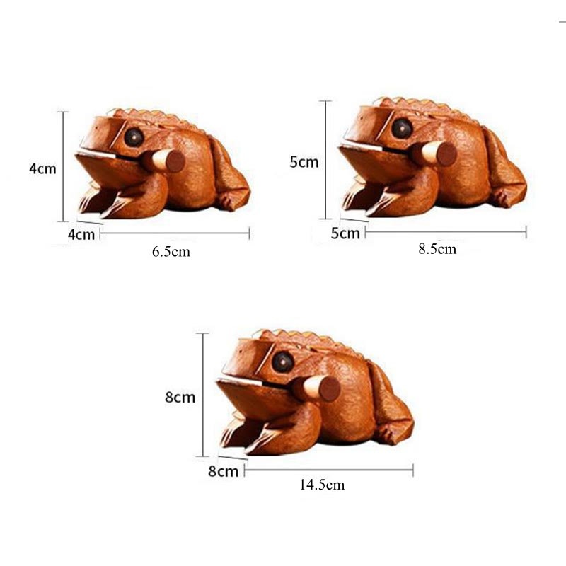 Handcrafted FengShui Wealth Luck Frog Mini Wooden Croaking Frog Guiro Decoration