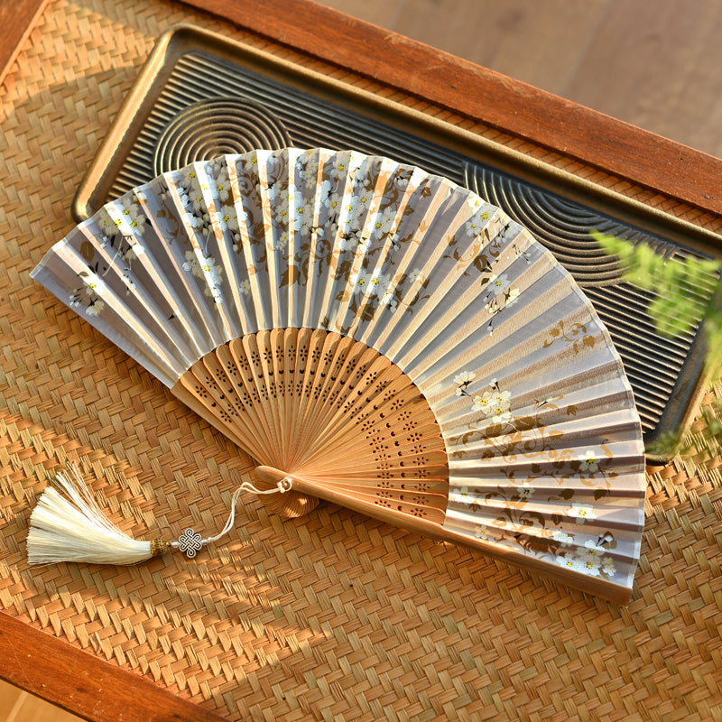 Cherry Blossoms Sakura Handheld Bamboo Folding Fan 21cm