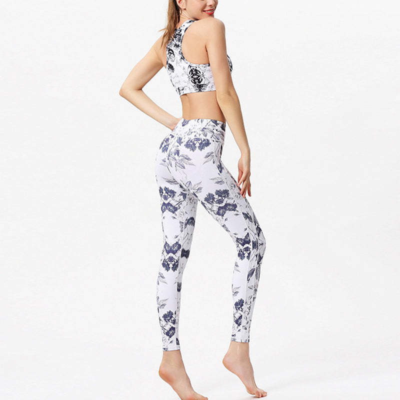 Flowers Leaves Print Pants Sports Fitness Yoga Leggings Women's Yoga Pants