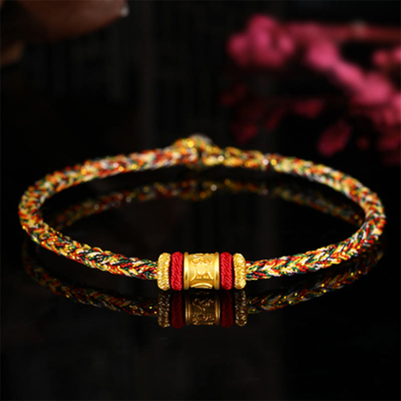 Tibet 999 Gold Om Mani Padme Hum Engraved Protection?Lucky Bead Bracelet