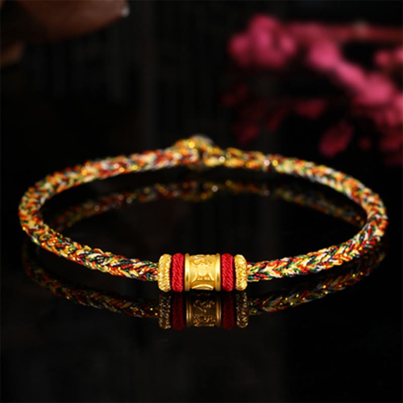 Tibet 999 Gold Om Mani Padme Hum Engraved Protection?Lucky Bead Bracelet